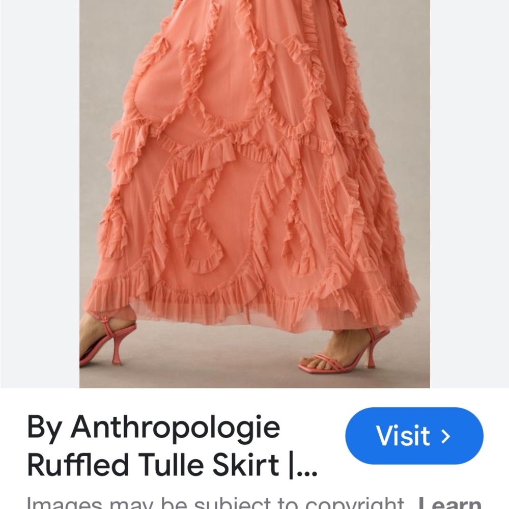 Anthropologie ruffled tulle maxi skirt